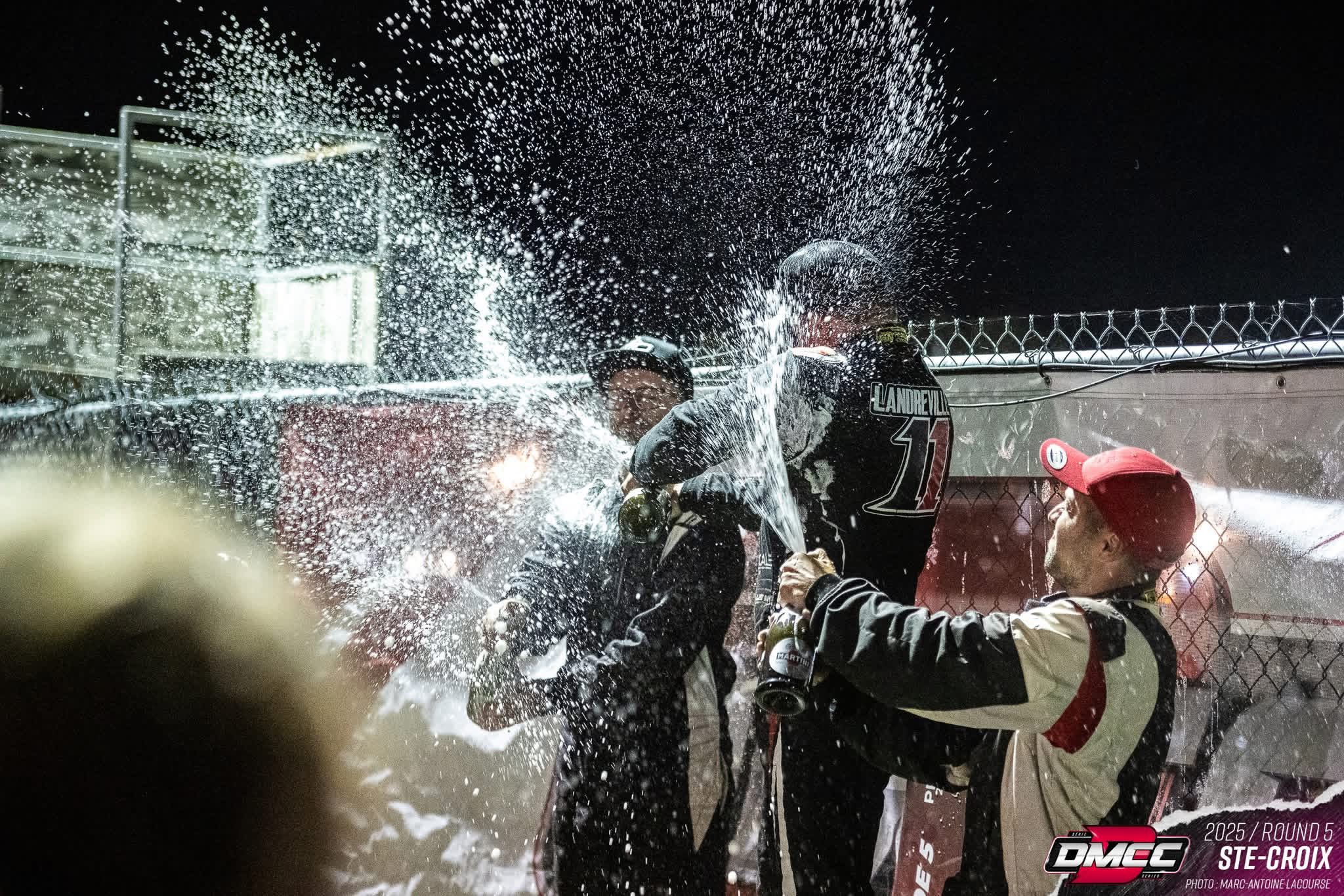 Marc Landreville podium celebration after a DMCC round
